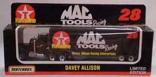 DAVEY ALLISON # 28 MAC TOOLS 1993 MATCHBOX TRANSPORTER  