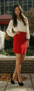 VINTAGE Ruby Red Mini Skirt with Pockets   Size 2/4  