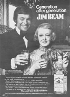 1973 Robert Wagner Bette Davis Photo Jim Beam Whisky Ad  