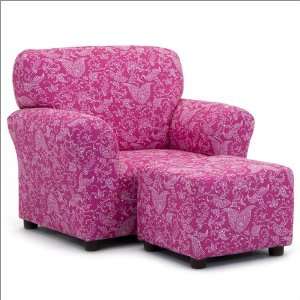   World Small Paisley Club Chair and Ottoman Set in Candy Pink: Home