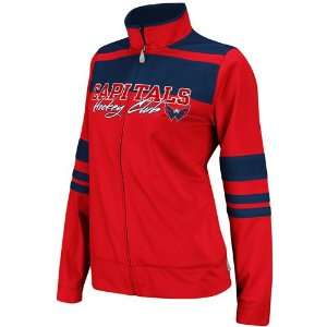  Red Navy Blue Striped Hockey Club Full Zip Track Jacket Sports