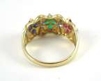 14K Yellow Gold Ring Diamond Natural Emerald Ruby Sapphire Intricate 