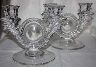   Pair Of DOUBLE GLASS CANDLESTICKS Candle holders Pretty!  