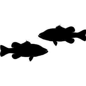 Two opposing silhouettes of a LARGEMOUTH BASS vinyl decal available in 