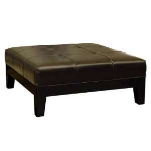  Black Square Full Leather Cocktail Ottoman