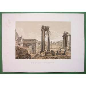  ITALY Rome Forum romanum   Antique Print Tinted Lithograph 