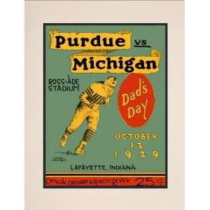  1929 Purdue vs. Michigan 10.5x14 Matted Historic Football 