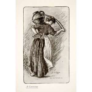 1925 Print Cotentin Normandy France Jug Woman Blanche McManus 