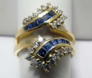   Natural Blue Sapphire & Diamond Engagement Ring Enhancer Guard  