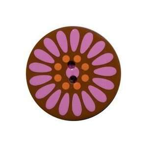  Confetti Buttons Brown Flower 1ct