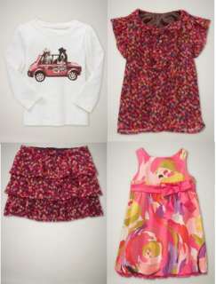 Baby Gap Portobello Dotted Flower Car Shirt Top Skirt Dress 2 3 5 