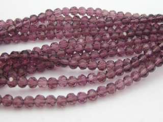 100Pcs Crystal Glass 3mm Faceted Round bead ~Purple  