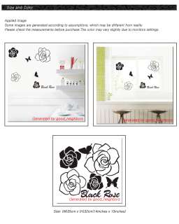 Black Rose Flower Removable Wall Sticker Decal GS10  