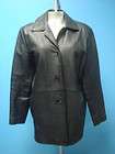 Casual Buttoned Black Leather Women Coat Jacket SZ 10