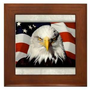  Framed Tile Eagle on American Flag 