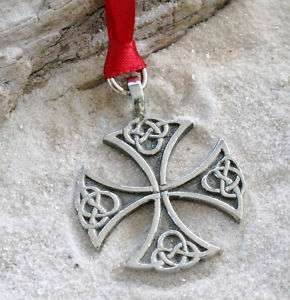IRON CROSS CELTIC Pewter Christmas ORNAMENT Holiday  