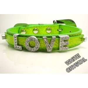 Extra Small Green Glitter Leather with Swarovski Grade Crystal Pet 