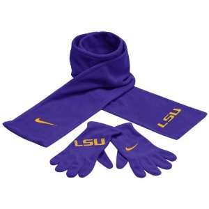  Nike LSU Tigers Purple Scarf & Glove Set: Sports 