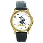New Donald Duck #8 Gold Tone Leather Band Quartz Watch