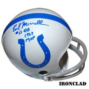  Earl Morrall Signed Mini Helmet   w 1968 MVP Insc. Sports 