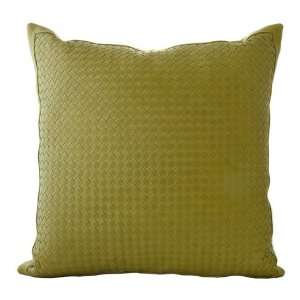 Lance Wovens Watercolor Avocado Leather Pillow:  Home 