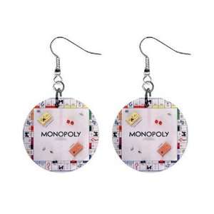  Monopoly Board Game Dangle Earrings Jewelry 1 inch Buttons 