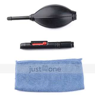 Camera DSLR Lens Cleaning Kit Dust Blower Pen Brush Cloth 3 in 1 Set 