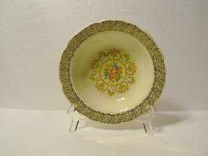 GEORGE SAUCE FRUIT BERRY BOWL CANARYTONE LIDO GOLD FILIGREE FLORAL 