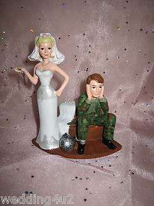 HUMOROUS WEDDING BALL CHAIN CAMO DEER HUNTING CAKE TOPPER  