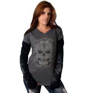  Hot Leathers Charcoal XX Large Victorian Skull Ladies Long 