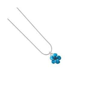  Hot Blue and Blue Flower Silver Plated Snake Chain Charm 