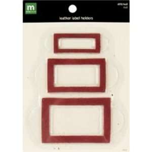  Leather Label Holders 3 Sizes/Pkg Red Stitched: Arts 