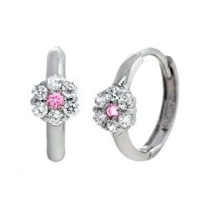 14KT White Gold Flower HUGGY: Jewelry