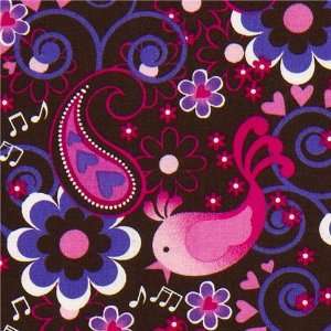  cute Michael Miller fabric pink birds flowers (Sold in 
