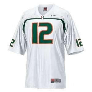 com Miami Hurricanes Football Jersey Nike White #12 Replica Football 