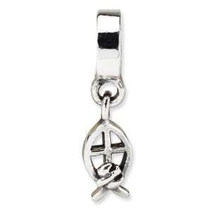  Sterling Silver Reflections Ichthus Dangle Bead: Jewelry