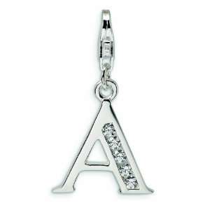 Sterling Silver Cz Letter A W/Lobster Clasp Charm: Amore 