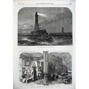  1856 Lighthouse Moonlight Christmas Home Castaway Art 