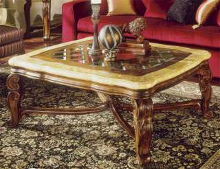 Antiqued Maple/Marble Renaissance Coffee Table  