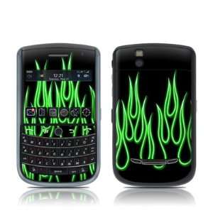  Green Neon Flames Design Skin Decal Sticker for Blackberry Tour 