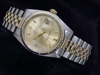 Mens Two Tone 14k Gold/Stainless Rolex Datejust Date Watch Champagne 
