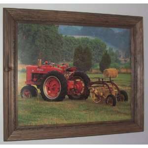 International Harvester Farmall M Print in Pine Wood Frame