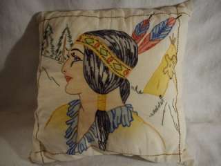 Vintage Hand Embroidered Indian Squall Handmade Pillow  