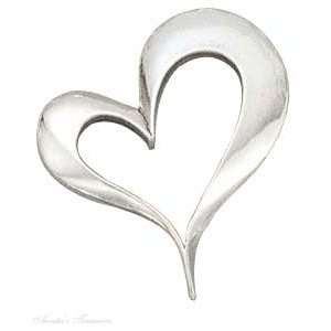  Sterling Silver Irregular Heart Slider Pendant: Jewelry