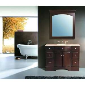   Sink Vanity with Travertine Marble Top and Mirror