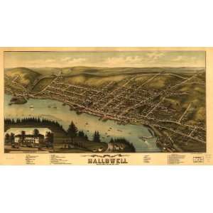  Map Birds eye view of the city of Hallowell, Kennebec Co., Maine 