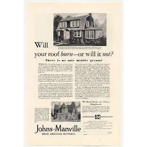  1929 Johns Manville Asbestos Roof Shingles House Print Ad 