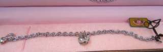   Couture Silver pave heart banner Charm Bracelet AuthenFastShip!#JB3