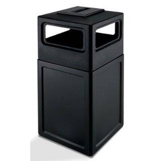 38 gal Square Commercial Trash Can with Ashtray BEIGE:  