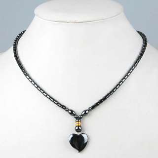 1P Black Hematite Peach Column Beads Necklace 18L  
